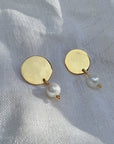 Freshwater Pearl Disc Earrings