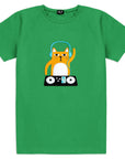 Mens Cotton Jersey T Shirt with DJ Cat Print