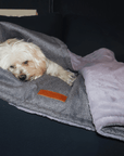 THE BALMORAL | LUXURY GREY HERRINGBONE & FAUX FUR REVERSIBLE DOG BLANKET