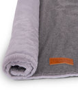 THE BALMORAL | LUXURY GREY HERRINGBONE & FAUX FUR REVERSIBLE DOG BLANKET