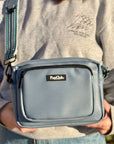 Crossbody Dog Walking Bag - Vegan Leather Slate Blue