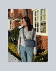 Crossbody Dog Walking Bag - Vegan Leather Slate Blue