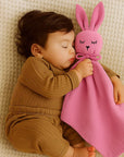 doudou lange lapin coton bio france papate rose