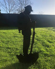 Large Rusty Metal Soldier Garden Decoration - Black