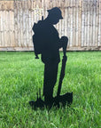 Small Metal Soldier Statue Garden Decoration Black