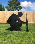 Kneeling Soldier Metal Garden Decoration - Black