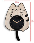 3D Wooden Cartoon Cat Wall Clock - Whimsical, Educational & Quiet for Kids Rooms by Baby Lamby at brixbailey.com