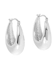 Mirror Finish Wave Detail Hoop Earrings