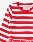 Retro Tulip Print Organic Cotton Dress for Babies, Long Sleeve Striped Top with Snap Buttons, Stylish and Comfortable by Toby Tiger at brixbailey.com