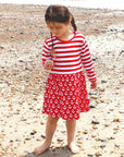 Retro-Style Tulip Print Organic Cotton Dress for Babies, Long Sleeve Striped Top with Snap Buttons, Comfy and Stylish by Toby Tiger at brixbailey.com