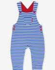 soft organic cotton striped dungarees with adjustable straps and snap buttons by Toby Tiger at www.brixbailey.com