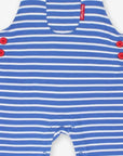 soft organic cotton striped pinafore with adjustable straps and snap fasteners by Toby Tiger at www brixbailey com