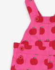 Premium organic apple print twill overalls, soft and stylish with snap buttons, adjustable straps for growing toddlers by Toby Tiger at brixbailey.com