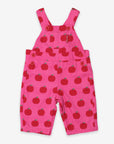 Premium organic apple print twill overalls, soft adjustable baby romper, stylish unisex crawler pants by Toby Tiger at brixbailey.com