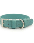 Duck Egg Blue Leather Dog Collar