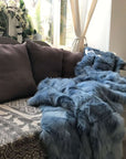 Luxury Tuscan shearling throw, duck egg blue sheepskin rug, premium handcrafted fleece blanket, heirloom home decor by Wildash London at brixbailey.com