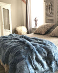 Cornish Blue Tuscan Shearling Throw, Luxury Duck Egg Blue Sheepskin Rug, Premium Handcrafted Fleece Blanket, Stylish Heirloom Home Decor by Wildash London at brixbailey.com