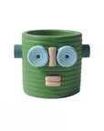 Dummy Robot Plant Flower Pot, Handmade Indoor / Outdoor Whimsical Ceramic Pots-5