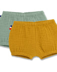 2 bloomers gaze coton bio honey vert enfant bébé