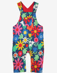 Bold Floral Print Dark Blue Baby Jumpsuit with Adjustable Straps and Snap Buttons, Premium Organic Cotton by Toby Tiger at brixbailey.com