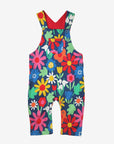 Bold Floral Print Dark Blue Baby Romper with Adjustable Straps and Snap Buttons, Premium Organic Cotton by Toby Tiger at brixbailey.com