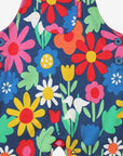 Bold Floral Print Dark Blue Baby Jumpsuit with Adjustable Straps and Snap Buttons - Premium Organic Cotton by Toby Tiger at brixbailey.com