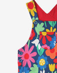 Stylish Dark Blue Bold Floral Print Baby Jumpsuit with Adjustable Straps and Snap Buttons by Toby Tiger at brixbailey.com