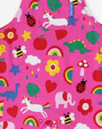 Premium organic cotton baby overalls with toy print, adjustable straps and buttons, GOTS certified, sustainable, stylish Toby Tiger design by Toby Tiger at brixbailey.com
