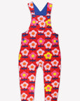 Retro Floral Print Pink Overalls in Soft Organic Cotton with Adjustable Straps and Chest Pocket by Toby Tiger at brixbailey.com