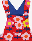 Stylish Pink Retro Floral Print Organic Cotton Overalls with Adjustable Straps and Chest Pocket by Toby Tiger at brixbailey.com