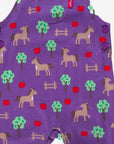 Premium organic cotton baby overall with soft horse and apple print, adjustable straps, snap buttons, GOTS certified by Toby Tiger at brixbailey.com