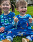 Luxury organic cotton baby overalls with parrot diver print, stylish and comfortable for toddlers by Toby Tiger at brixbailey.com
