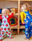 Premium organic cotton baby overalls with parrot diver print, stylish and comfortable for toddlers by Toby Tiger at brixbailey.com