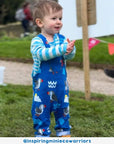 Premium organic cotton baby overalls with parrot diver print, stylish and comfortable adjustable straps by Toby Tiger at brixbailey.com