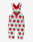 Premium baby blue strawberry print bib overalls, adjustable straps, snap buttons, organic cotton, Toby Tiger design, GOTS certified by Toby Tiger at brixbailey.com