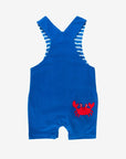 Stylish Dark Blue Adjustable Kids Overalls with Turtle and Crab Details, Sustainable Organic Cotton Summer Playwear by Toby Tiger at brixbailey.com
