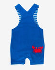Stylish Dark Blue Adjustable Overalls for Kids with Turtle and Crab Details, Sustainable Organic Cotton Summer Wear by Toby Tiger at brixbailey.com
