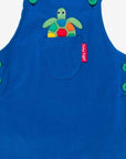 Stylish Dark Blue Adjustable Kids Overalls with Turtle and Crab Prints, Sustainable Organic Cotton Summer Romper by Toby Tiger at brixbailey.com