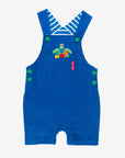Stylish Dark Blue Adjustable Kids Overalls with Turtle and Crab Print, Sustainable Organic Cotton Summer Romper by Toby Tiger at brixbailey.com