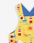 Premium Summer Bib Shorts for Kids in Bright Yellow with Adjustable Straps and Snap Buttons, 100% GOTS Certified Organic Cotton by Toby Tiger at brixbailey.com