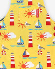 Premium Yellow Maritime Print Organic Cotton Summer Overalls for Kids, Adjustable Straps and Snap Buttons by Toby Tiger at brixbailey.com