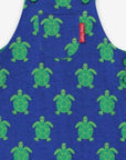 Premium baby overall with turtle print in green and blue, adjustable straps, snap buttons, soft GOTS certified organic cotton by Toby Tiger at brixbailey.com