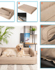 Mano Ergonomic Dog Bed with Removable Cover – Beige, L