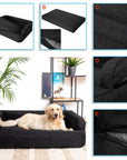 Mano Ergonomic Dog Bed with Removable Cover – Black, L