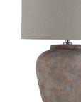 Brown Table Lamp with Soft Linen Shade