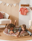 MINICAMP Large Kids Floor Cushion with Tassels - Burgundy Floral Pattern - 100% Cotton & OEKO-TEX Certified by Minicamp at brixbailey.com