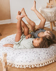 MINICAMP Large Kids Floor Cushion with Tassels - Forest Animal Print & Hypoallergenic by Minicamp at brixbailey.com
