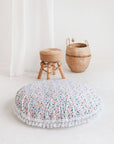 MINICAMP Large Floor Cushion - White Floral Pattern - Cozy & Hypoallergenic for Kids by Minicamp at brixbailey.com