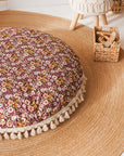 MINICAMP Large Kids Floor Cushion with Tassels - Burgundy Floral Pattern - 100% Cotton & OEKO-TEX Certified by Minicamp at brixbailey.com