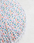 MINICAMP Large Floor Cushion - White Floral Pattern, 100% Cotton, Hypoallergenic & Removable Cover by Minicamp at brixbailey.com
